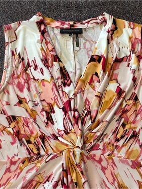 Donna Karan Pink Multi-Color Twist-Front Sleeveless Top